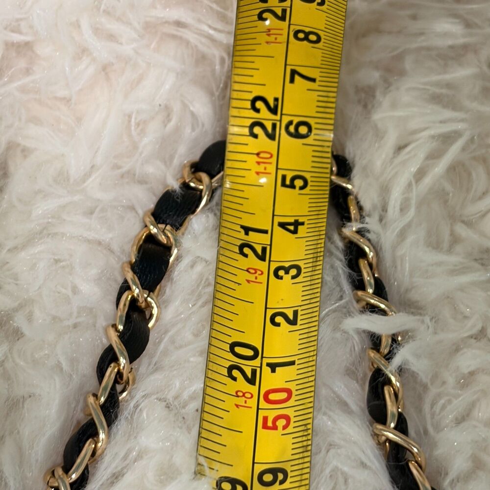 NWT Valentino Orlandi Black Crossbody Bag Wavy Quilted Wallet Gold Chain Strap - Picture 5 of 12